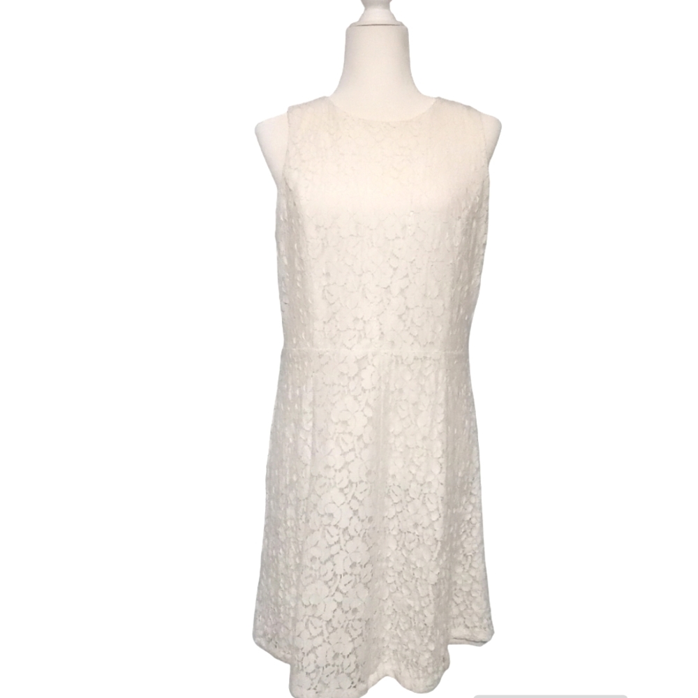 Michael Kors Beautiful Floral Sleeveless Lace Women's White Short Dress Size 8